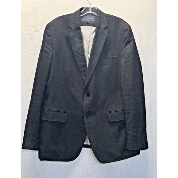 Banana Republic Blk Cotton Flannel Pinstripe Tailored Fit Blazer Sport Coat 44R - Picture 1 of 9